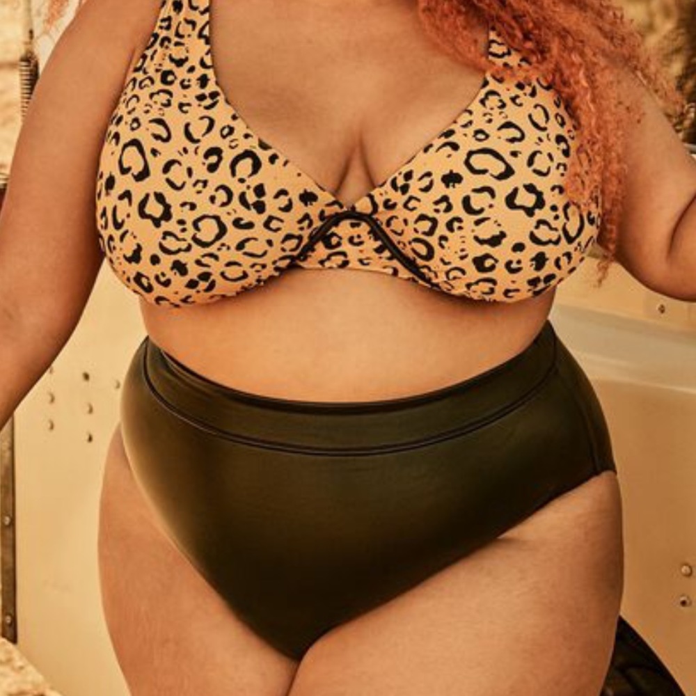 Gabifresh Swimsuits for All, Faux Leather Black Bikini Bottom- Size 24